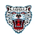 Snow Leopard Face.Leopard Head Mascot Illustration Royalty Free Stock Photo