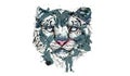 Snow leopard mixed color art.Leopard head illustration template art for t-shirt