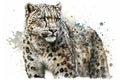 Snow Leopard Painting watercolor , Watercolor Painting Artwork.