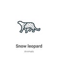 Snow leopard outline vector icon. Thin line black snow leopard icon, flat vector simple element illustration from editable animals