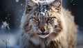 Snow leopard staring, wildcat looking, majestic feline generated by AI Royalty Free Stock Photo