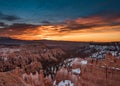 Snow Lingers on Bryce Canyon with Orange Sunrise