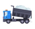 Snow Loaded Truck, Heavy Professional Cleaning Road Vehicle Vector Illustration