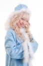 The Snow Maiden in blue fur coat