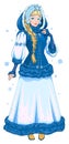 Snow maiden in blue winter dress symbol ukrainian christmas