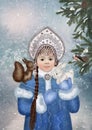 Snow Maiden in the winter forest