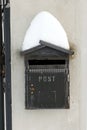 Snow on mail post box Royalty Free Stock Photo