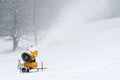 Snow making machine close up. Snow cannon in winter Royalty Free Stock Photo