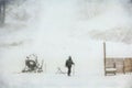 Snow making machine at ski resort.