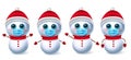 Snow man christmas character vector set. Snowman collection characters wearing face mask for covid-19 campaign for new normal xmas