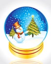 Snow man with christmas tree Royalty Free Stock Photo