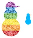 Rainbow Snow Man Collage Icon of Spheres