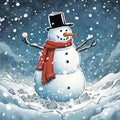 a snow man in a snow storm - 1