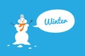 Snow Man with Speech Bubble Vector Background