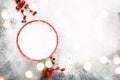 Snow margarita, Christmas or New Year`s alcoholic cocktail with rum and cream with red decor in a stylish setting, place for text Royalty Free Stock Photo