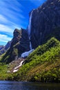 Snow melt turning into waterfalls at the West brook pond, Gros Morne National Park, Newfoundland, Canada Royalty Free Stock Photo