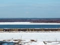 Snow melts on the river,Spring landscape. In Russia, the long-awaited spring