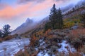 Snow and mist covered mountains