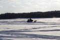 Snow mobile on the ice Royalty Free Stock Photo