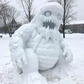 Snow monster sculptures Royalty Free Stock Photo