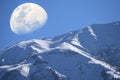 Snow mountain and moon view