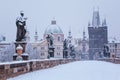 Charles bridge in winter, Prague