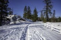 Snow on the Mosier Twin Tunnels Trail in the Columbia Gorge, Oregon Royalty Free Stock Photo