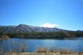 Snow mountain front Mountian Fuji at Kawaguchi Lake in Japan Royalty Free Stock Photo