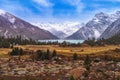 Frozen lake and paryer stone in Tibet