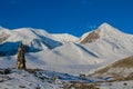 Snow of mountain glacier in Himalaya summit ascent