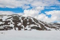 snow mountain landscape beside road in norway