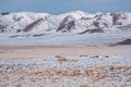 Snow mountain in Mongolia Royalty Free Stock Photo