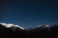 Snow mountain night sky landscape Royalty Free Stock Photo
