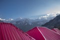 snow mountain landscape with roof Royalty Free Stock Photo