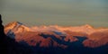 Snow mountain plateu in Dolomites at sunset light