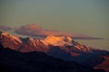 Snow mountain plateu in Dolomites at sunset light