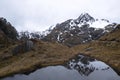 Snow Mountain reflection in tranquil lake, Routeburn track