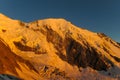 Snow mountain ridge in Alps at sunset Royalty Free Stock Photo