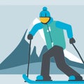 Snow mountain skier vector graphics