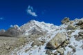 Snow mountain view at Everest base camp trekking EBC in Nepal Royalty Free Stock Photo