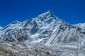 Snow mountain view at Everest base camp trekking EBC in Nepal Royalty Free Stock Photo