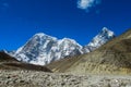 Snow mountain view at Everest base camp trekking EBC in Nepal Royalty Free Stock Photo