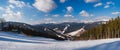 Snow mountains landscape with blue sky in spring sunny day Royalty Free Stock Photo