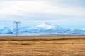 Snow mountains landscape with the tibetan antelope