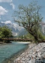 Snow Mountains river trees winter landscape at Kamikochi Nagano Japan