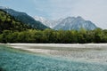 Snow Mountains river trees winter landscape at Kamikochi Nagano Japan