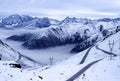 Snow mountains with road