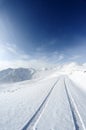 Snow mountains with road Royalty Free Stock Photo