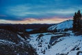 Snow on the mountains in Wyoming, near Alpine, WY, during a fall snowfall at sunrise Royalty Free Stock Photo