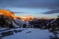 Snow on the mountains in Wyoming, near Alpine, WY, during a fall snowfall at sunrise Royalty Free Stock Photo